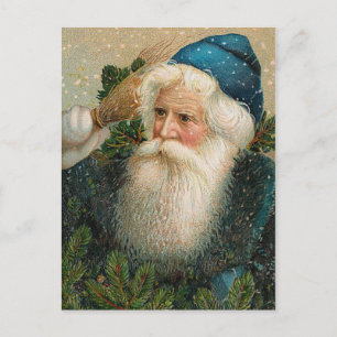 Vintager Weihnachtsmann mit Blue Cap Feiertagspostkarte