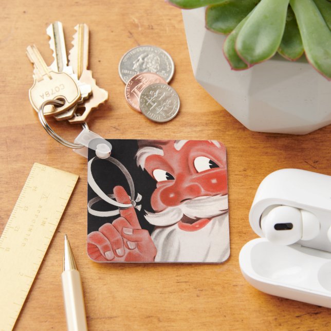 Vintager Weihnachtsmann mit Erinnerung-String auf  Schlüsselanhänger (Schreibtisch)