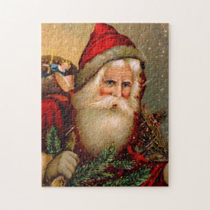 Vintager Weihnachtsmann mit gehendem Stock Puzzle