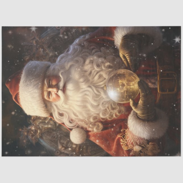 Vintager Weihnachtsmann mit glühender Weihnachtsku Seidenpapier (Vorderseite)