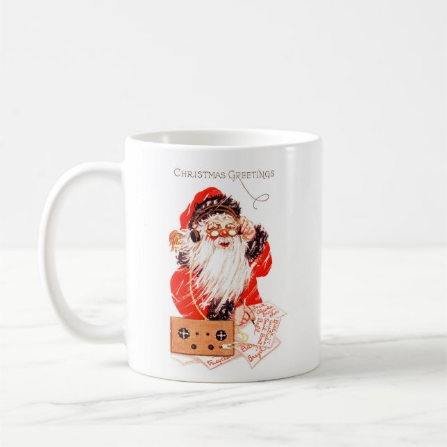Vintager Weihnachtsmann mit Ham-Radio Kaffeetasse (Links)