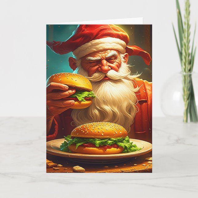 Vintager Weihnachtsmann mit Hamburger Karte (Vorderseite)