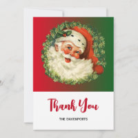 Vintager Weihnachtsmann mit Kiefernkranz Danke