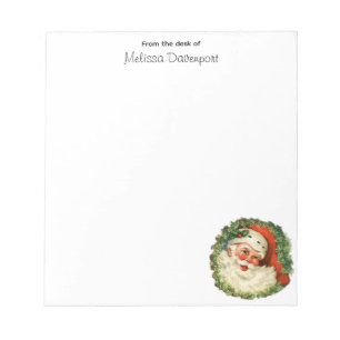 Vintager Weihnachtsmann mit Kiefernwald Notizblock