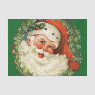 Vintager Weihnachtsmann mit Kiefernwald Seidenpapier
