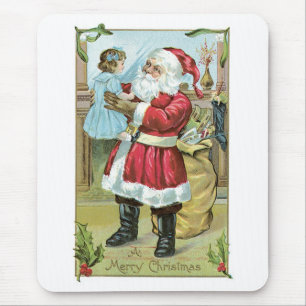 Vintager Weihnachtsmann mit Kind Mousepad