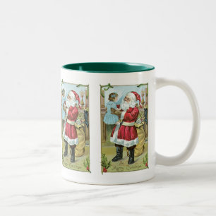 Vintager Weihnachtsmann mit Kind Zweifarbige Tasse