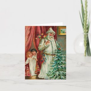 Vintager Weihnachtsmann mit Kindern Feiertagskarte