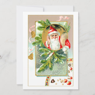 Vintager Weihnachtsmann mit Leckereien und schneeb Feiertagskarte