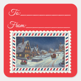 Vintager Weihnachtsmann mit Magie & Fairies Platz Quadratischer Aufkleber