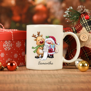Vintager Weihnachtsmann mit Rentier Weihnachten Tasse