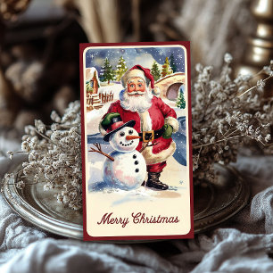 Vintager Weihnachtsmann mit Schneemann Weihnachten Seidenpapier