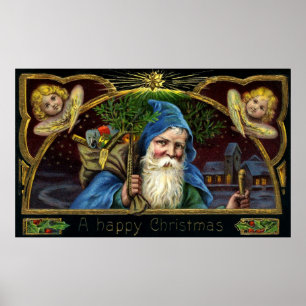 Vintager Weihnachtsmann mit Spielwaren 3 Poster
