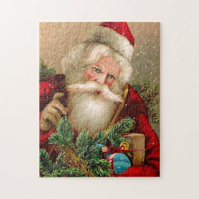 Vintager Weihnachtsmann mit Spielwaren Puzzle (Vertikal)