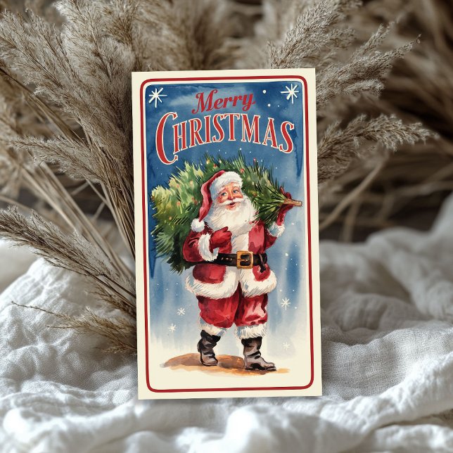 Vintager Weihnachtsmann mit Weihnachtsbaumreis Seidenpapier (Vintage Santa Claus with Christmas tree rice Tissue Paper)