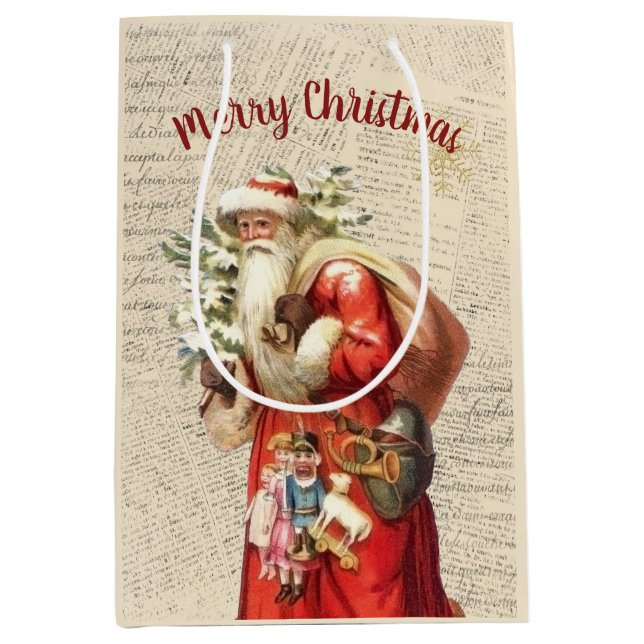 Vintager Weihnachtsmann Mittlere Geschenktüte (Vorderseite)