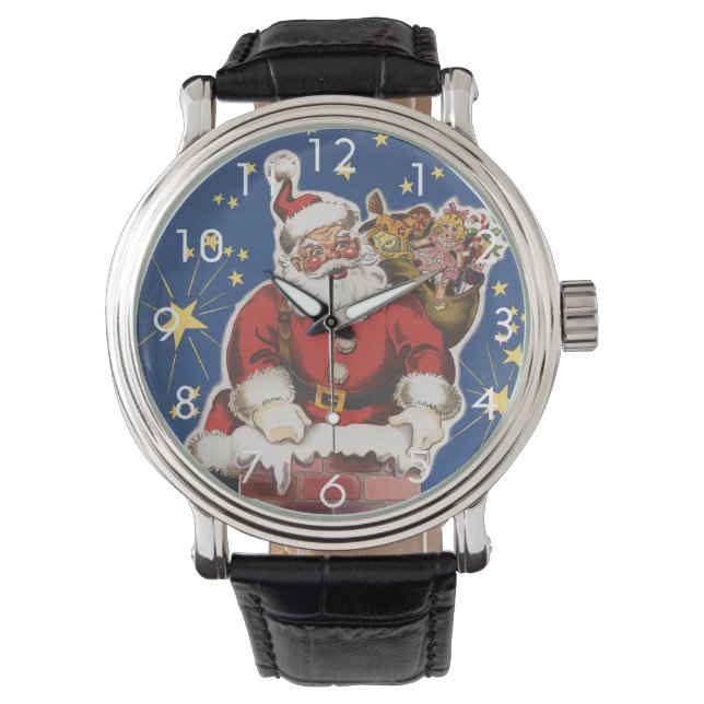 Vintager Weihnachtsmann, Nacht vor Weihnachten Armbanduhr (Vorderseite)