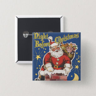 Vintager Weihnachtsmann, Nacht vor Weihnachten Button