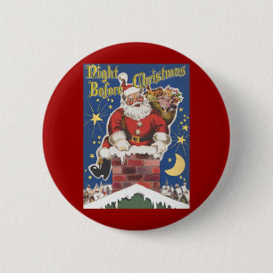 Vintager Weihnachtsmann, Nacht vor Weihnachten Button