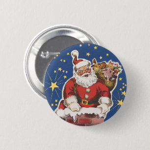 Vintager Weihnachtsmann, Nacht vor Weihnachten Button