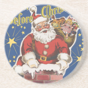 Vintager Weihnachtsmann, Nacht vor Weihnachten Getränkeuntersetzer