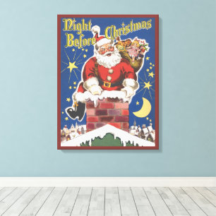 Vintager Weihnachtsmann, Nacht vor Weihnachten Leinwanddruck
