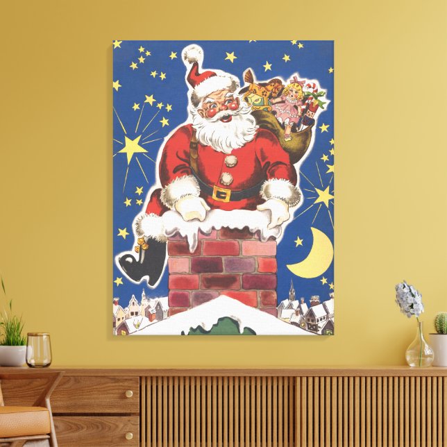 Vintager Weihnachtsmann, Nacht vor Weihnachten Leinwanddruck (Insitu (Wohnzimmer))