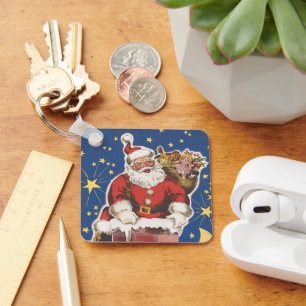 Vintager Weihnachtsmann, Nacht vor Weihnachten Schlüsselanhänger