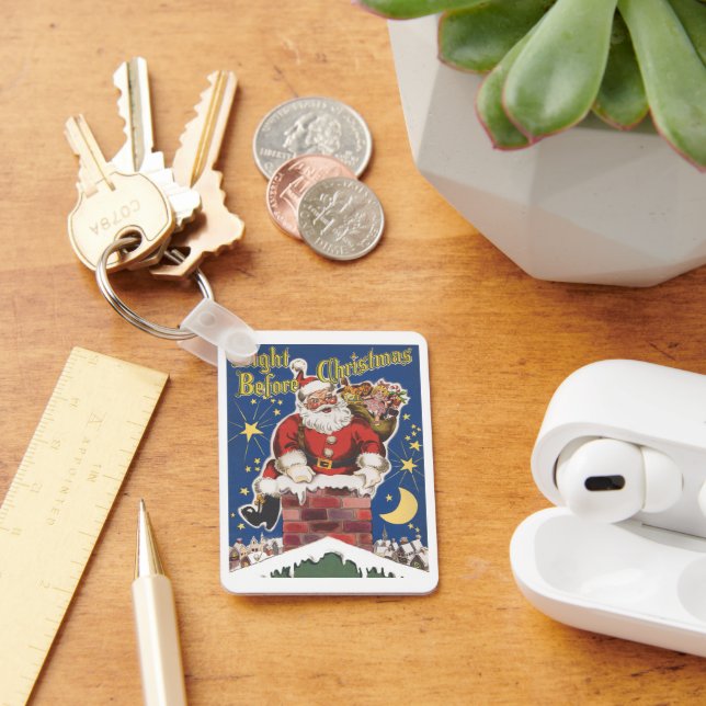 Vintager Weihnachtsmann, Nacht vor Weihnachten Schlüsselanhänger (Schreibtisch)