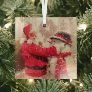Vintager Weihnachtsmann Ornament Aus Glas