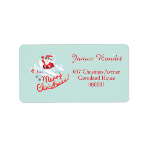 Vintager Weihnachtsmann - Pilot Frohe Weihnachten Adressaufkleber