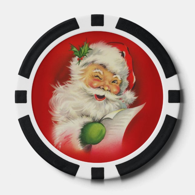 Vintager Weihnachtsmann Pokerchips (Vorderseite)