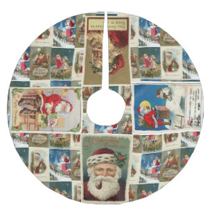 Vintager Weihnachtsmann Polyester Weihnachtsbaumdecke