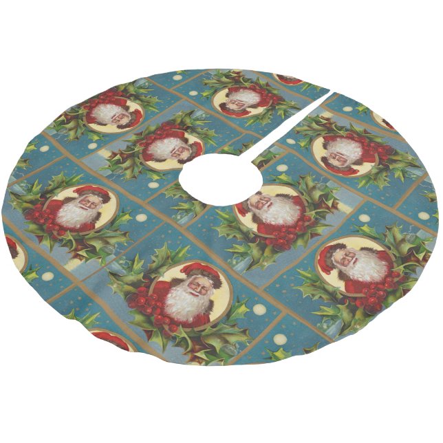 Vintager Weihnachtsmann Polyester Weihnachtsbaumdecke (Schrägansicht)