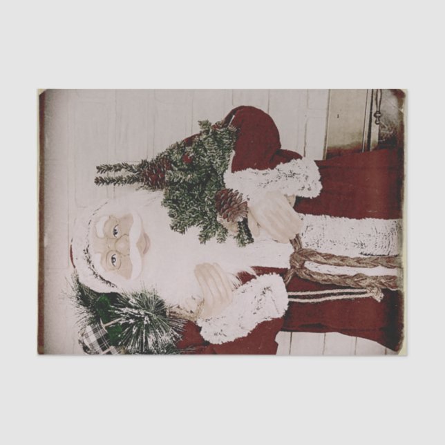 Vintager Weihnachtsmann Portrait Seidenpapier (Vorderseite)