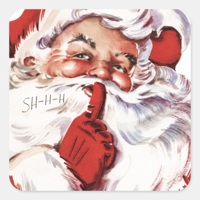 Vintager Weihnachtsmann Quadratischer Aufkleber (Vorderseite)