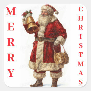 Vintager Weihnachtsmann Quadratischer Aufkleber