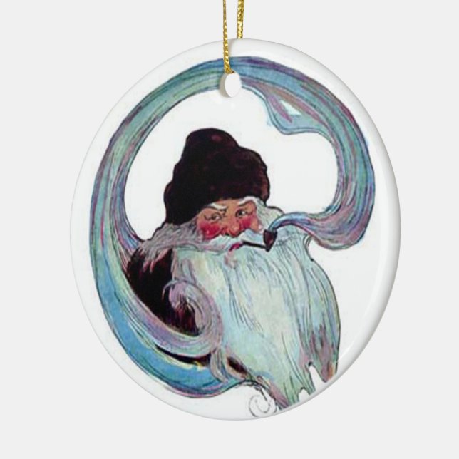 Vintager Weihnachtsmann rauchen am Stück Keramikornament (Links)