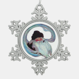 Vintager Weihnachtsmann rauchen Schneeflocken Zinn-Ornament