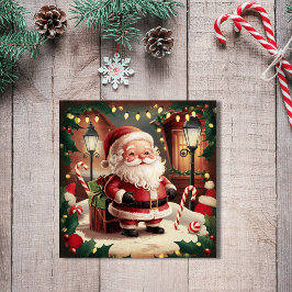 Vintager Weihnachtsmann Retro Weihnachtskarte Einladung