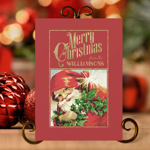 Vintager Weihnachtsmann Retro Weihnachtskarte Feiertagskarte