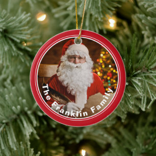 Vintager Weihnachtsmann schreibt Weihnachtsbaum Keramik Ornament