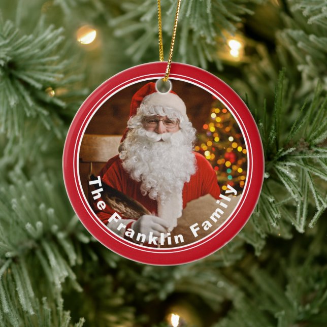 Vintager Weihnachtsmann schreibt Weihnachtsbaum Keramik Ornament (Baum)