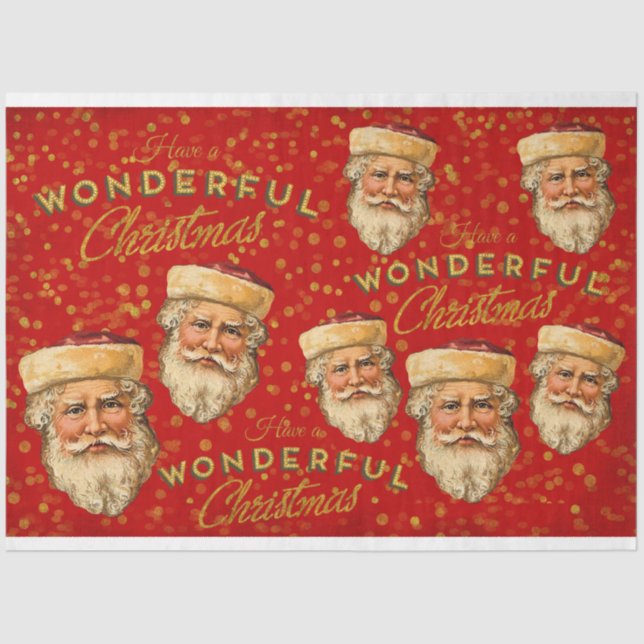 Vintager Weihnachtsmann Seidenpapier (Vorderseite)