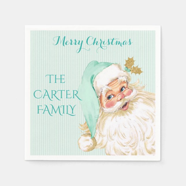 Vintager Weihnachtsmann Serviette (Vorderseite)