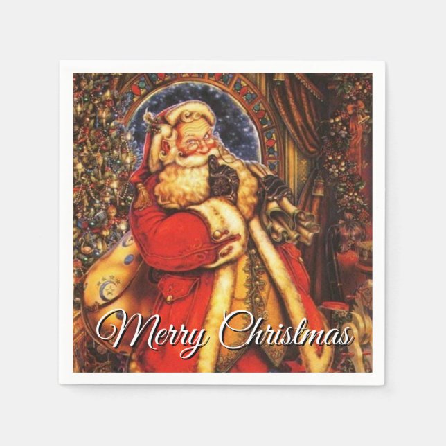 Vintager Weihnachtsmann Serviette (Vorderseite)