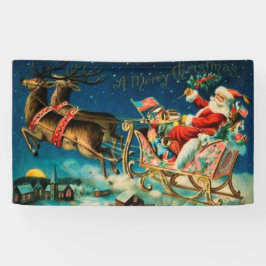 Vintager Weihnachtsmann Sleigh Weihnachten Banner