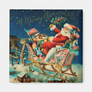 Vintager Weihnachtsmann Sleigh Weihnachten Magnet