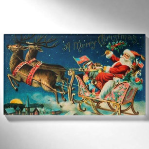 Vintager Weihnachtsmann Sleigh Weihnachten Namenschild