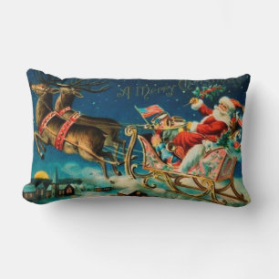 Vintager Weihnachtsmann Sleigh Weihnachtsfeiertag Lendenkissen